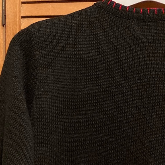 Vintage Lemon Grass Christmas Cardigan with Embellished Sequin Snowman & Santa - Picture 14 of 16